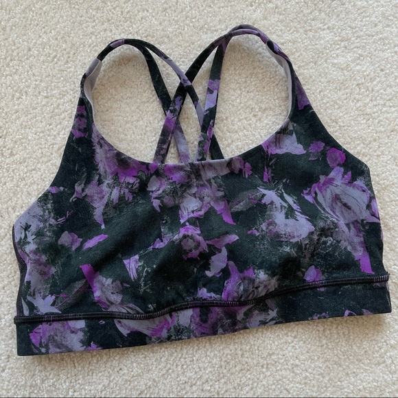 Lululemon energy sports bra floral shift multi purple grey black B-D cup - Picture 6 of 10